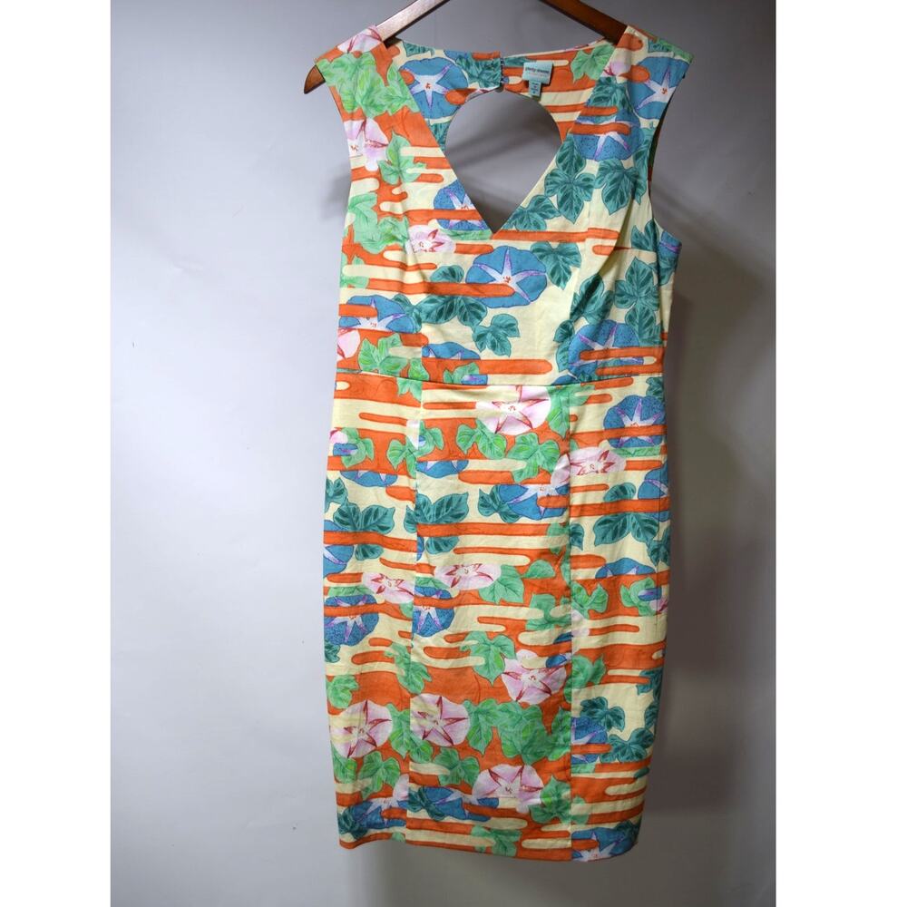 Plenty by Tracy Reese Size 8 Tropical Floral Cotton Sheath Dress Cutout Back